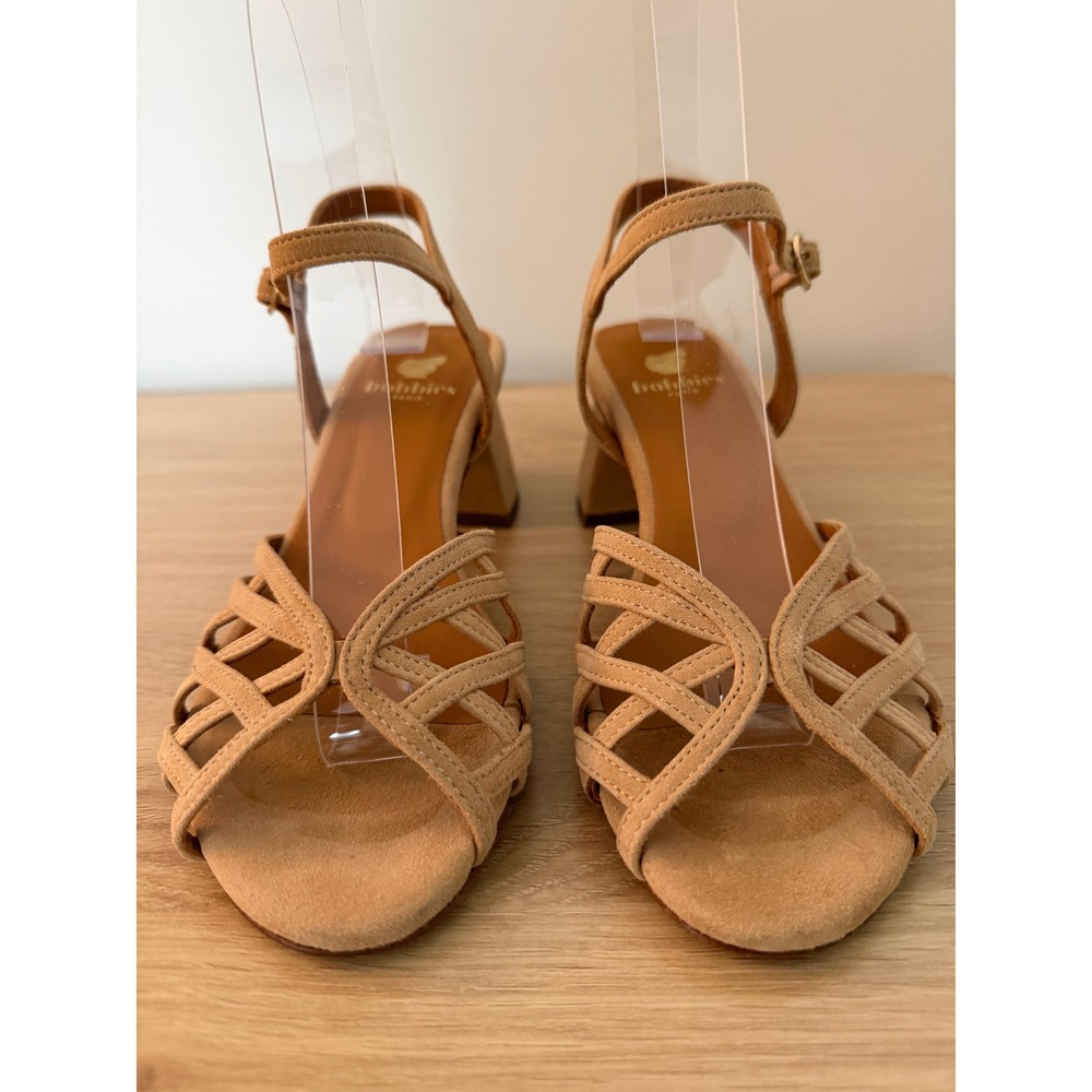 Bobbies Paris Dalya Orient Sand Suede Block Heel Sandals EU 35 US 4.5